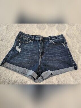 Abercrombie & Fitch Dark Blue Denim Roll-Cuff Shorts